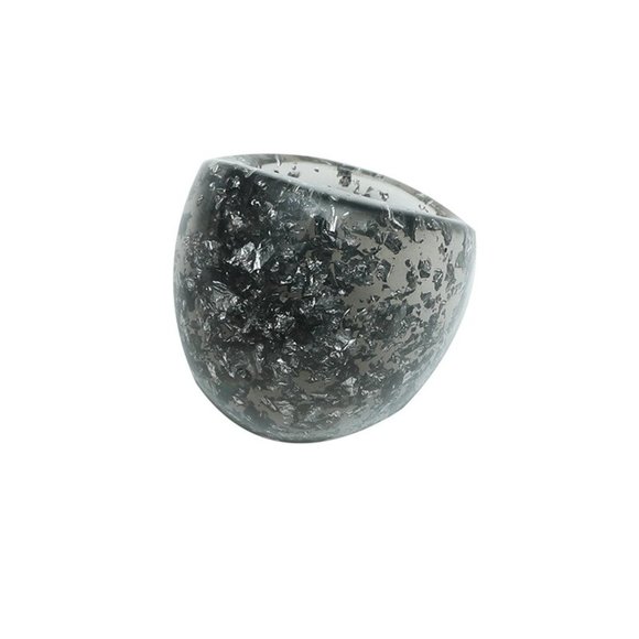 Black & Red Chunky Marble Resin Statement Rings - Picture 5 of 5